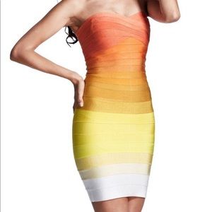 Yellow & orange & White ombré bandage dress